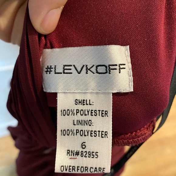 Levkoff Burgundy Bridesmaid dress size 6 - Picture 3 of 5